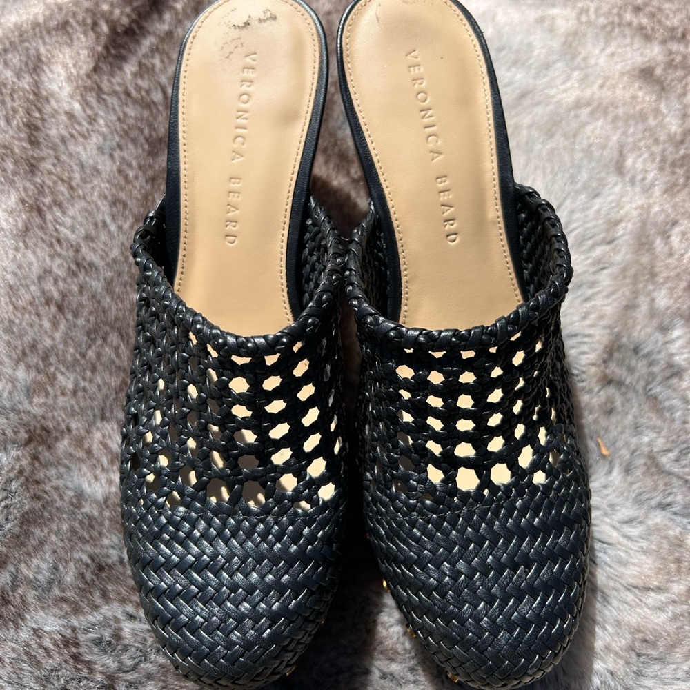 Gently used Veronica Beard Black Woven Slip-On Shoes
